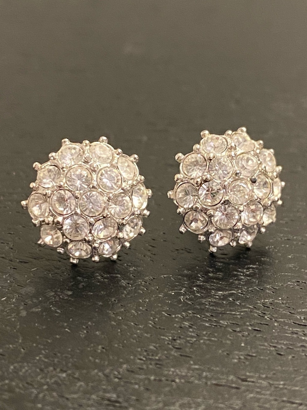 Crystal cluster dome pierced earrings
